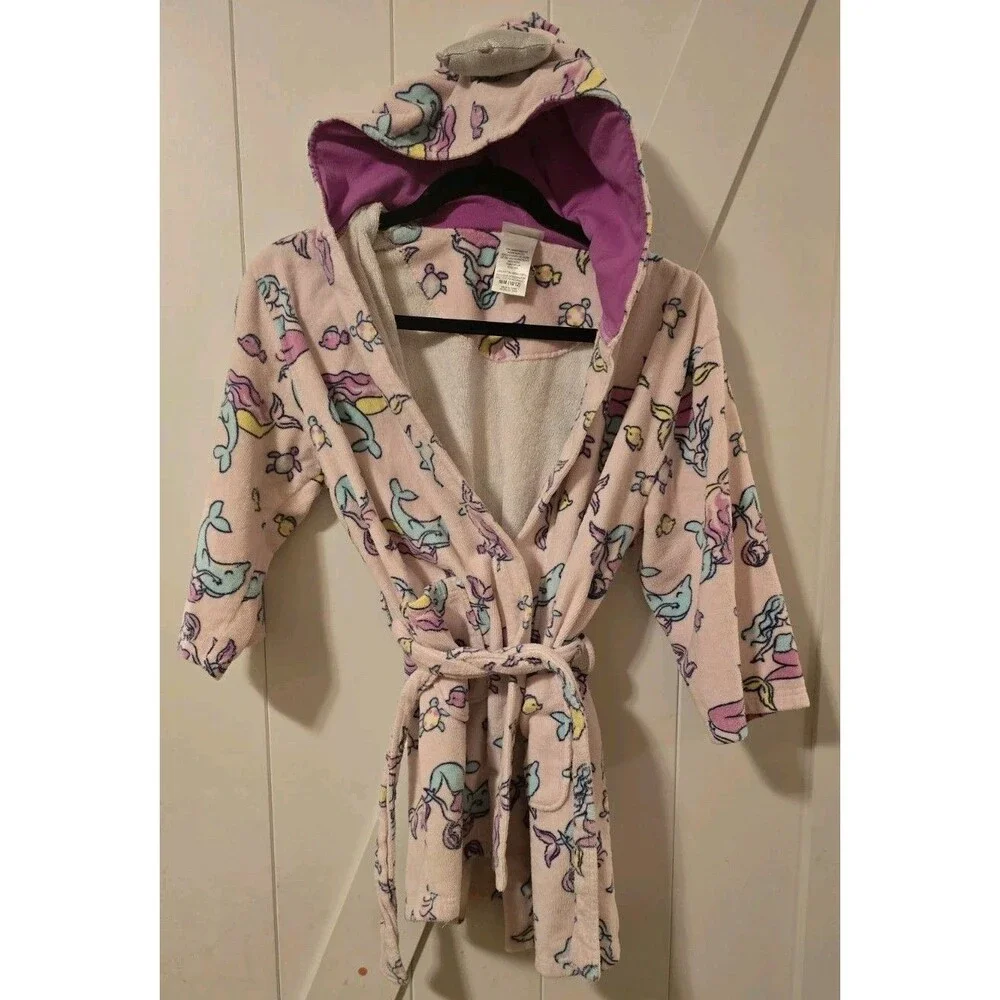 Saint Eve Girls Mermaid Bathrobe Hooded Swim Cover Up Pink Size M 10/12